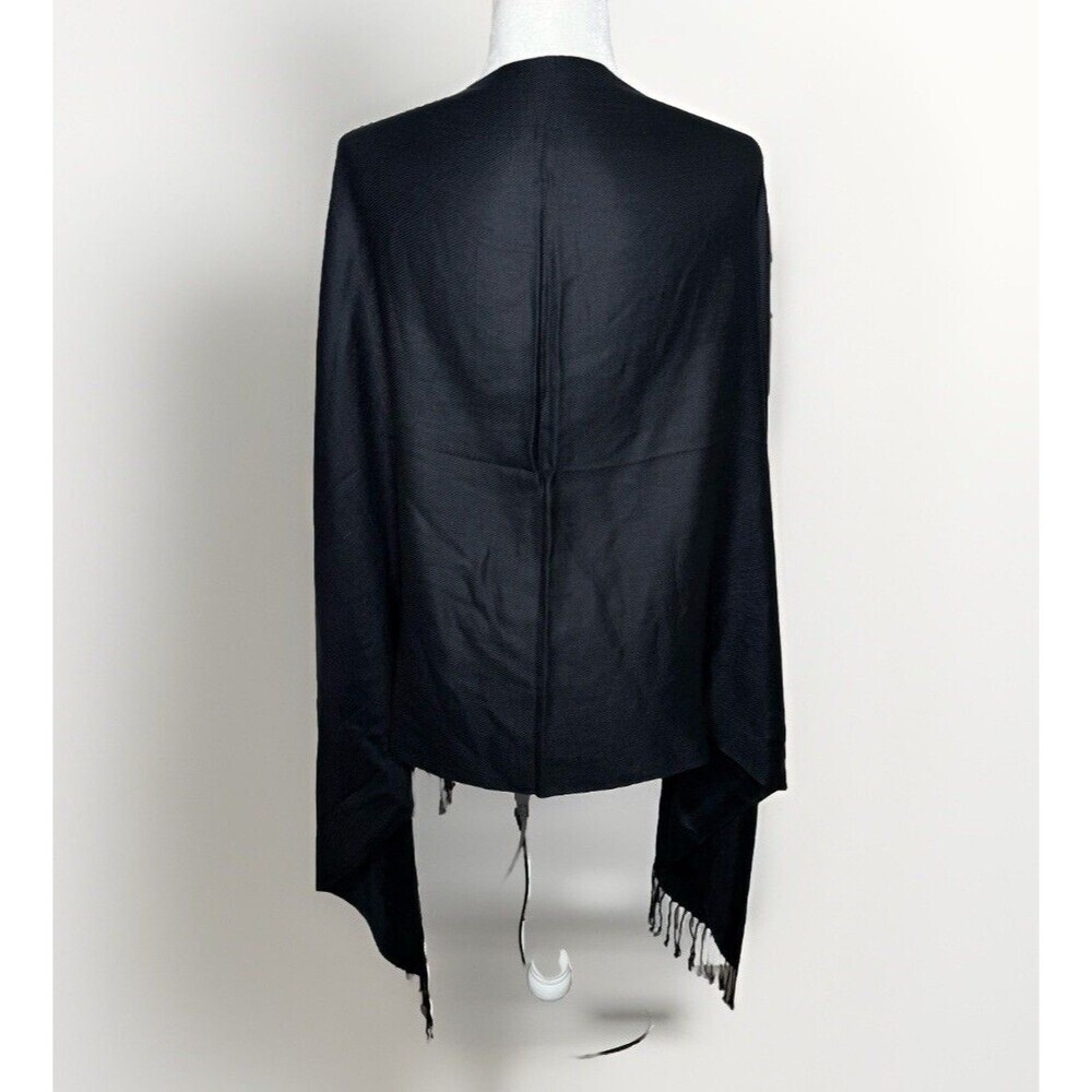 Pashmina Scarf Wrap Shawl Paisley Black Silk Cashmere 66"X27" Fringe
